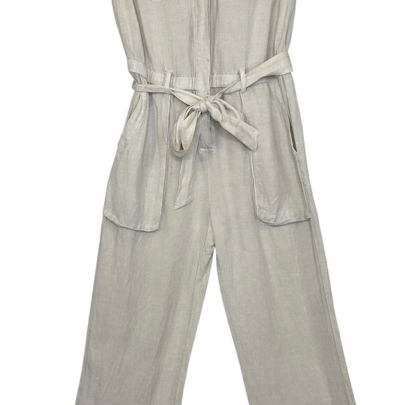 Young Fabulous and Broke Cuba Linen Blend Jumpsuit  in Tan |Size M - Picture 3 of 10